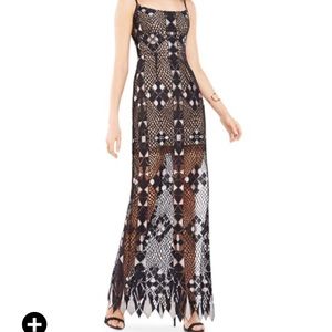 BCBG Evelina Geometric Lace Maxi Formal Dress